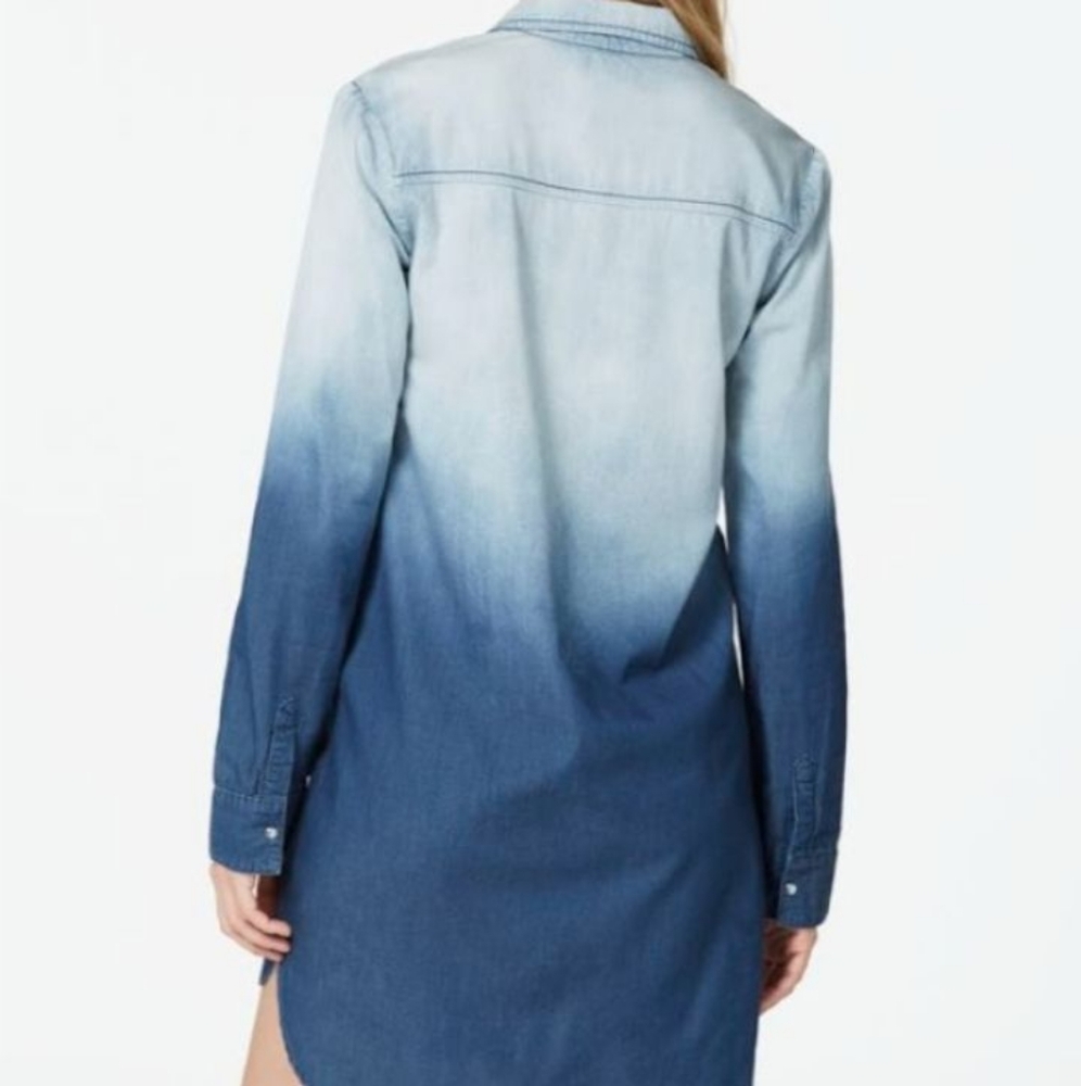 🎉HP🎉 JustFab Women's Ombré Blue Denim Shirt Dress - Picture 2 of 6